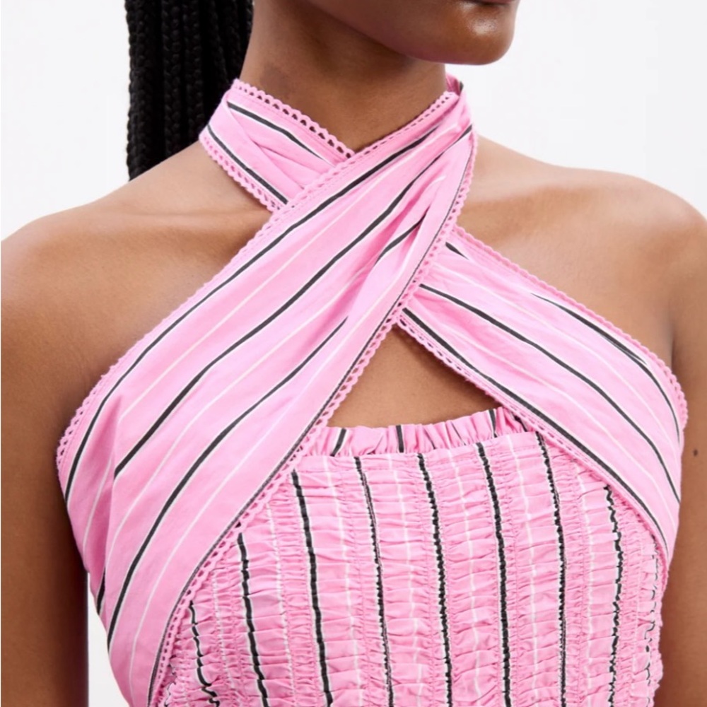Women’s Damson Madder Dress Mia Midi Dress Size 6 In pink business stripe - Picture 9 of 12